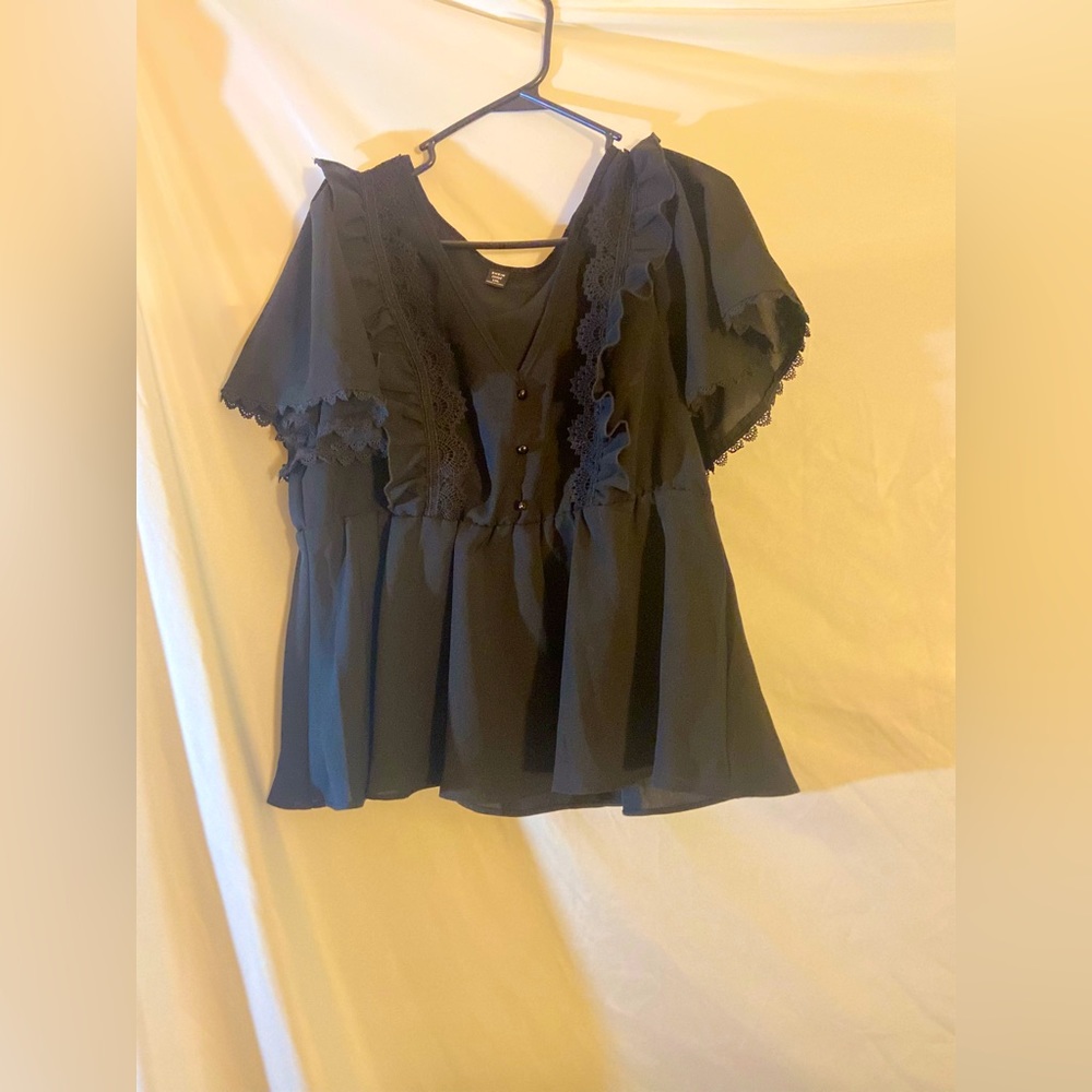 Black sheer peplum blouse